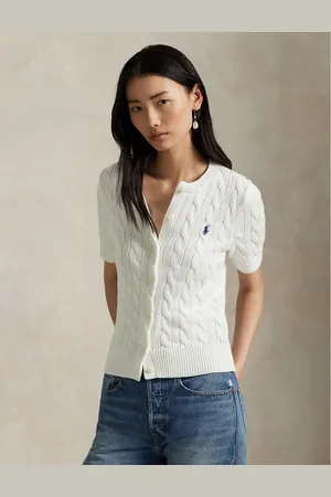 Ralph Lauren Cardigan A Manica Corta In Maglia Ritorta Donna Taglie M