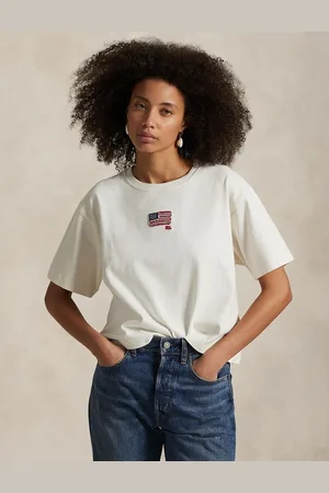 Ralph Lauren T-shirt Corta E Ampia Con Bandiera Americana E Logo Donna Taglie XS