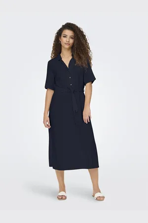 JDY Abito Midi Con Cintura E Collo A Camicia Donna Taglie XS
