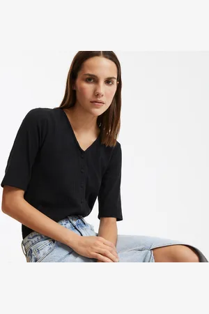 La Redoute T-shirt Con Bottoni E Scollo A V, Maniche Corte Donna Taglie XS