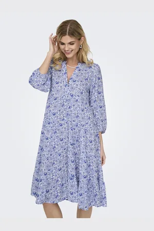 ONLY Abito Lungo Fantasia Con Maniche Lunghe Donna Taglie XS