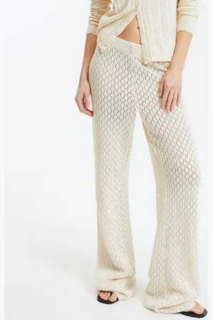 La Redoute Pantaloni A Gamba Larga, Maglia Traforata, Stile Uncinetto Donna Taglie XS