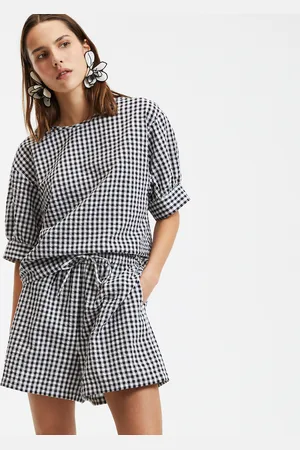 La Redoute Blusa Con Collo Tondo A Quadri Vichy E Maniche A Palloncino Donna Taglie XXL