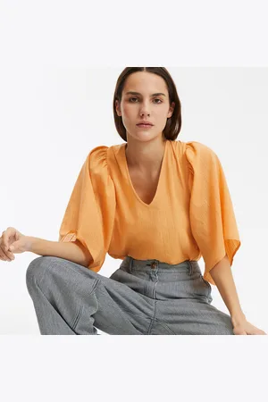 La Redoute Blusa Con Scollo A V E Maniche A Farfalla Donna Taglie XS