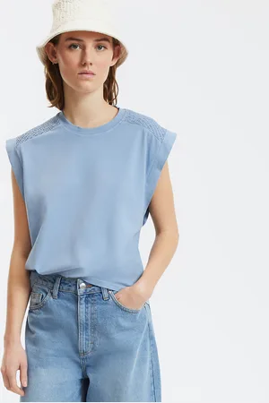 La Redoute T-shirt Girocollo Senza Maniche, Arricciatura Sulle Spalle Donna Taglie XS