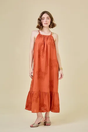 See u soon Abito Midi Ricamato Con Spalline E Con Perle Donna Taglie 0(XS)