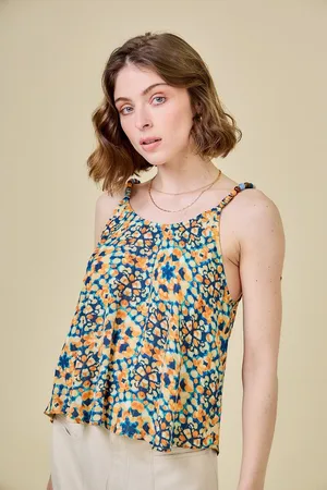 See u soon Canotta Con Stampa Floreale E Scollo Rotondo, Spalline Sottili Donna Taglie 0(XS)