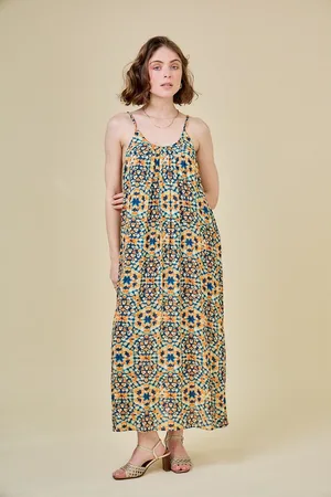 See u soon Abito Lungo Fantasia Con Spalline Donna Taglie 0(XS)