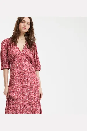 La Redoute Abito Lungo Morbido, Scollo A V, Stampa A Fiori Donna Taglie XS