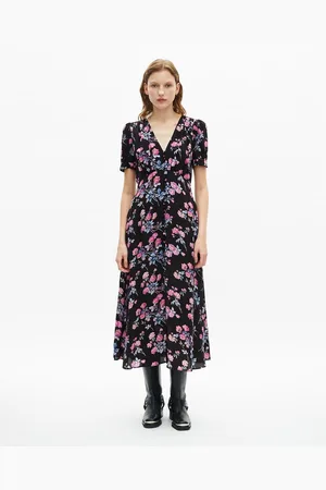 The Kooples Abito Longuette Con Scollo A V, Maniche Corte, Stampa A Fiori Donna Taglie 1(S)