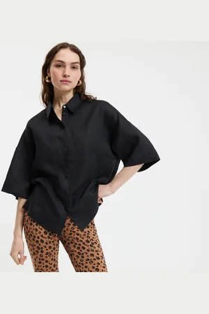 La Redoute Camicia Ampia A Maniche A 3/4 In Lino Signature, Ambre Donna Taglie XS