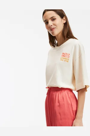La Redoute T-shirt Girocollo Con Ricamo Sul Petto, Maniche Corte Donna Taglie XS