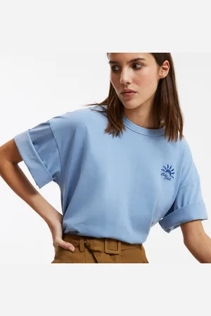 La Redoute T-shirt Girocollo Con Ricamo Sul Petto, Maniche Corte Donna Taglie XS
