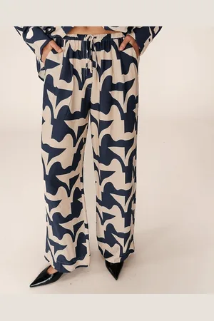 Grace & Mila Pantaloni Taglio Dritto, Stampa Geometrica Donna Taglie L