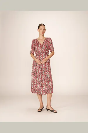 Grace & Mila Abito Lungo A Portafoglio, Stampa Floreale, Perline Donna Taglie XS