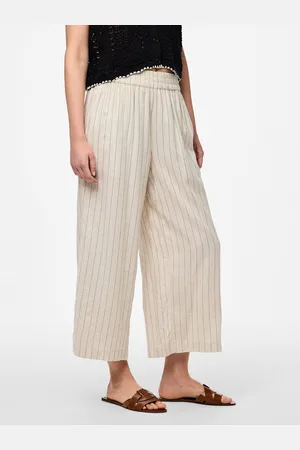 Pieces® Pantaloni Culotte A Righe, A Vita Alta Donna Taglie XS