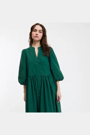 La Redoute Abito Svasato, Lungo, Ricamo Inglese Donna Taglie XS