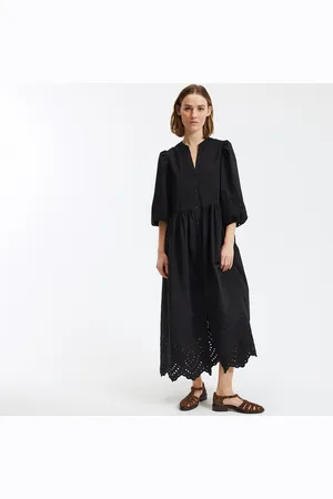 La Redoute Abito Svasato, Lungo, Ricamo Inglese Donna Taglie XS