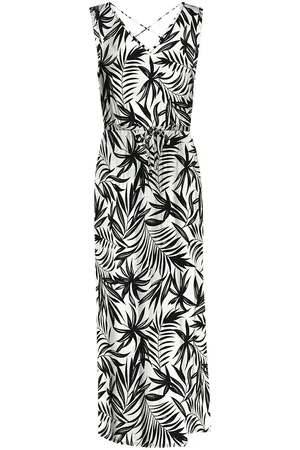 VERO MODA Abito Lungo Con Scollo A V, Motivo Fogliame Donna Taglie XS