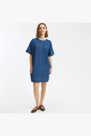 La Redoute Abito Svasato, In Denim, Maniche Corte Donna Taglie XS