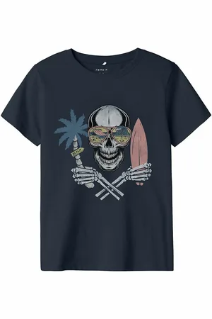 NAME IT T-shirt A Maniche Corte Con Motivo A Teschio Bambino Taglie 7/8 anni - 120/126 cm