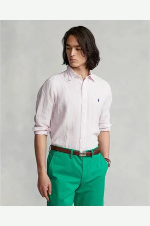 Ralph Lauren Camicia Dritta A Righe In Lino Uomo Taglie M