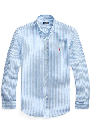Ralph Lauren Camicia Dritta A Righe In Lino Uomo Taglie M