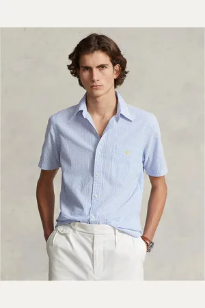 Ralph Lauren Camicia In Seersucker Logo Ricamato Uomo Taglie M