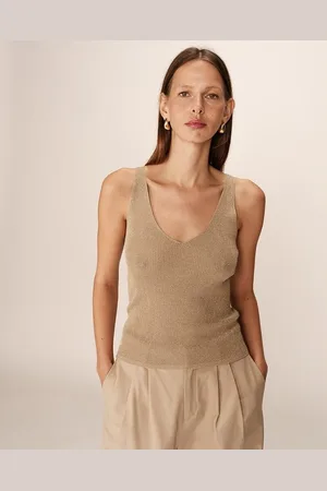 Grace & Mila Canotta Con Scollo A V In Maglia Metallizzata, Paillette Donna Taglie XS