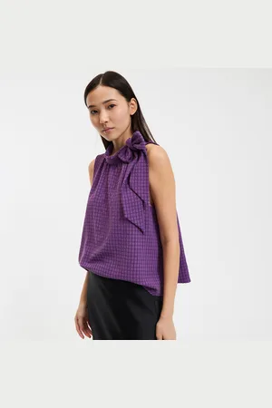 La Redoute Camicia Senza Maniche, Collo Alto, A Quadri Donna Taglie 38 (IT) - 34 (FR)