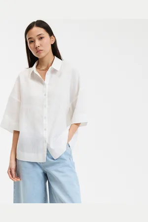La Redoute Camicia Ampia A Maniche A 3/4 In Lino Signature, Ambre Donna Taglie XS