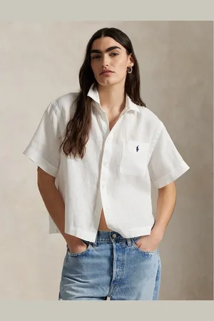 Ralph Lauren Camicia In Lino A Maniche Corte, Taglio Ampio Donna Taglie XS