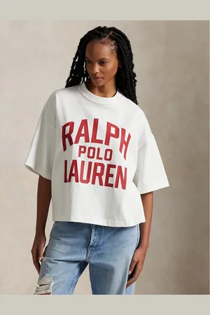 Ralph Lauren T-shirt Aderente Girocollo, Maniche Corte, Logo Davanti Donna Taglie XS