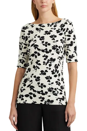 Ralph Lauren T-shirt Maniche Corte Scollo A Barchetta Stampa Floreale Donna Taglie XS