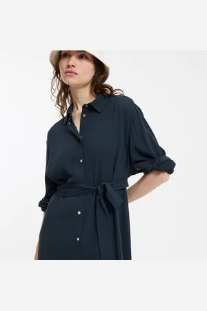 La Redoute Chemisier In Crepon, Longuette, Maniche Lunghe Donna Taglie 38 (IT) - 34 (FR)