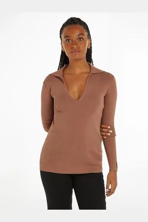 Calvin Klein Maglione Collo Polo, Maniche Lunghe Donna Taglie XS