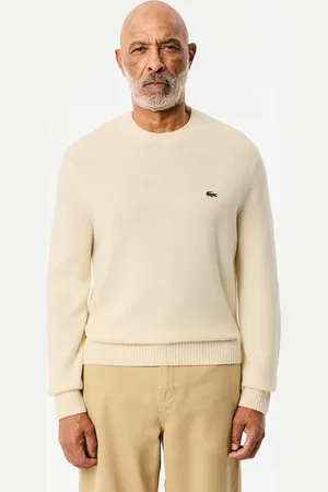 Lacoste Maglione Tinta Unita Girocollo In Jersey Di Lana Cardata Uomo Taglie XXL