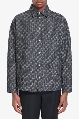 Gucci Camicia reversibile in lana e denim GG
