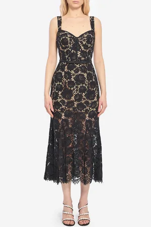 Self-Portrait Abito midi in pizzo nero