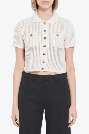 Self-Portrait Top crochet con pailettes