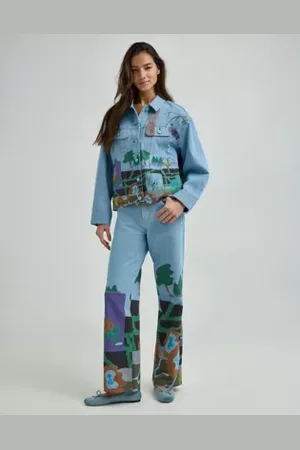 Lee X Ruohan Wang Rose Garden Print Wide Leg Jean