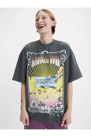 Levi's Donna Pantaloncini - T shirt con grafica Short Stack Nero / Gray Ore