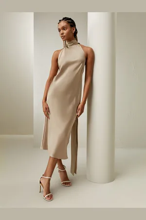 Lilysilk Vestiti In Seta Eleganti Bronzo Aperto Dietro, Vestibilità Regolare 100% Seta Naturale Delicato Sulla Pelle E Traspirante 42