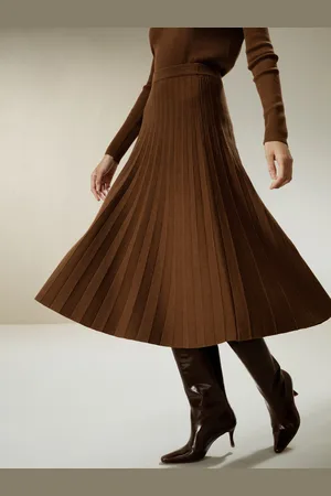 Lilysilk Gonna Di Lana Caramello Silhouette A Linea, Sopra Il Ginocchio Lana Merino Ultra Fine Adatto A Diverse Occasioni L