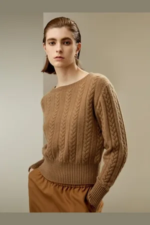 Lilysilk Maglia Di Cashmere Modello Attorcigliatopuro Cashmere Al 100% Puro Cashmere Al 100% Casual Athleisure Facile Da Abbinare Caramello Xs