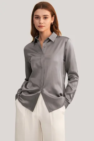 Lilysilk Camicetta Di Seta Camicie Da Donna Abbigliamento Donna Di Seta 100 Seta Italia Grigio Scuro