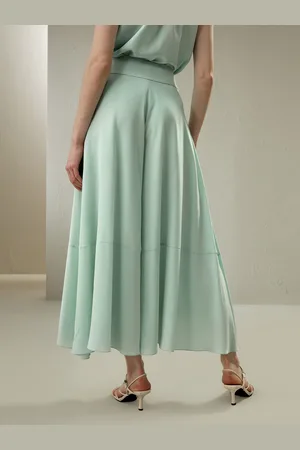 Lilysilk Pantaloni In Seta Menta Ampia Fascia In Vita, Sensazione Fluida 100% Seta Pura Incredibilmente Morbido E Confortevole Al Tatto 46