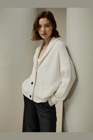 Lilysilk Cardigan Lungo Donna Cardigan Firmato Con Collo A Scialle Lana E Cashmere Morbido E Caldo Adatto Per Uscire E Lavorare L