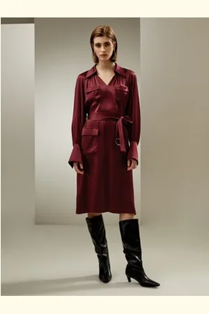 Lilysilk Vestito Di Seta Cintura Regolabile Con Anello A D Seta Di Alta Qualità Drappeggia Bene Ciliegia Delle Barbados M