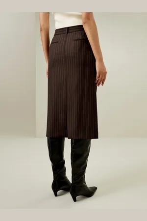 Lilysilk Gonna Seta Midi Gessataseta Naturale 100% Seta Naturale 100% Chiusura Con Zip Nascosta Sul Davanti Resistente Alle Rughe Caffè Scuro 48
